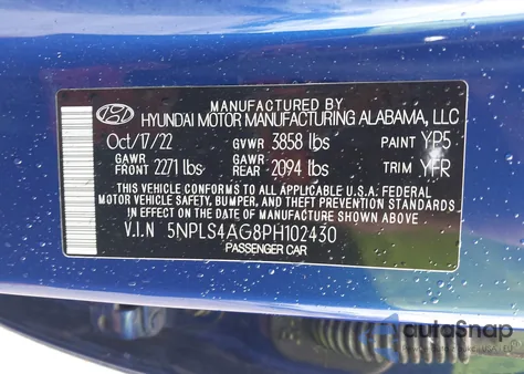 2023 Hyundai Elantra Sel from USA, damaged, VIN 5NPLS4AG8PH102430